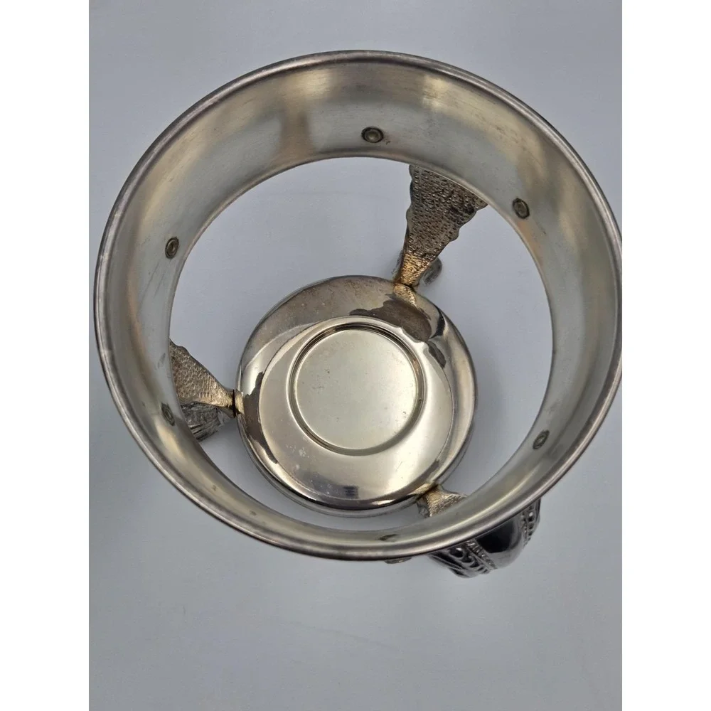 Vintage  Silver Plated Glass Coffee Pot Carafe W / Warming Stand 14.5